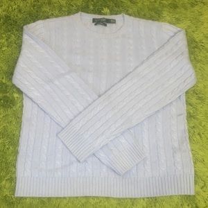 Ralph Lauren 100% cashmere periwinkle womens sweater cable-knit crewneck